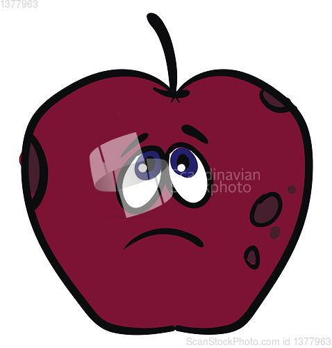 Image of Sorrowful apple, vector or color illustration.