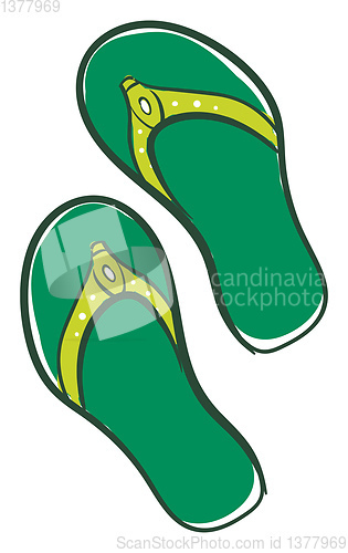Image of Green slippers, vector or color illustration.
