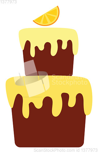 Image of Two layer lemon cake, vector or color illustration.