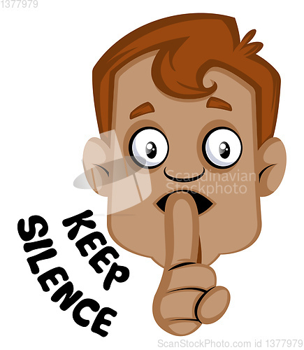 Image of Human emoji with keep silence expression, illustration, vector o