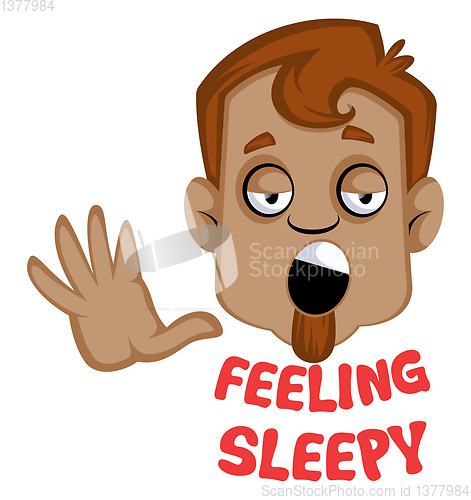 Image of Brown human emoji feeling sleepy, illustration, vector on white 