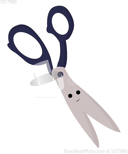 Image of Scissor with cute face, vector or color illustration.
