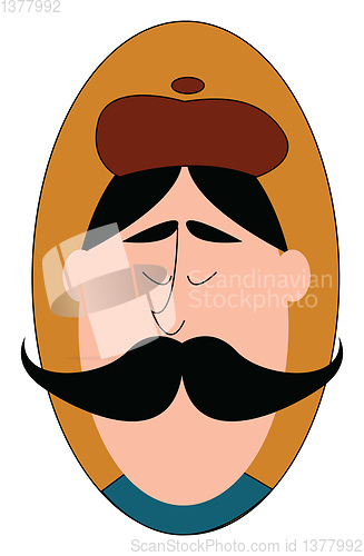 Image of A man with old traditional brown hat, vector or color illustrati