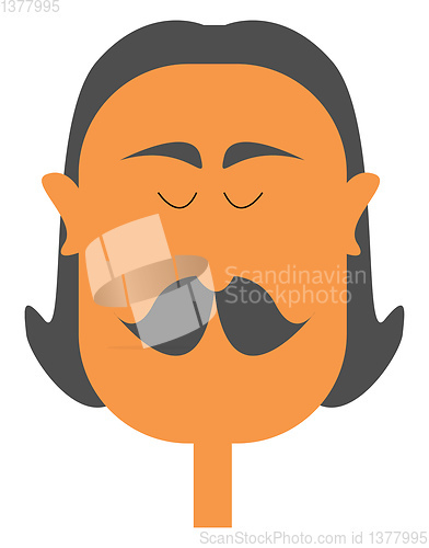 Image of A man with thick drooping moustache, vector or color illustratio