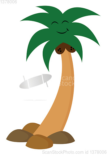 Image of Image of coconut tree, vector or color illustration.