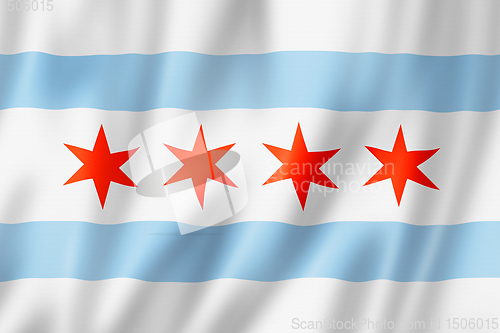 Image of Chicago city flag, Illinois, USA