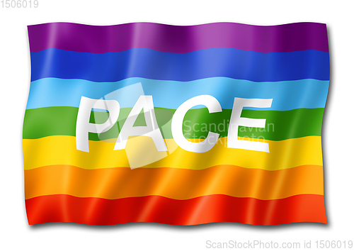 Image of Rainbow peace / pace flag isolated on white