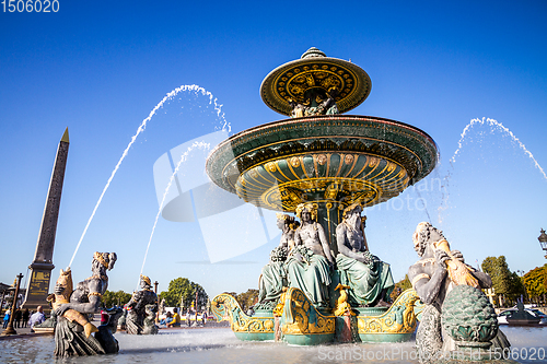 Image of Fountain of the Seas and Louxor Obelisk, Concorde Square, Paris