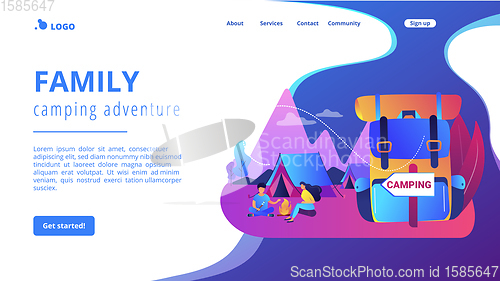 Image of Summer camping concept landing page.