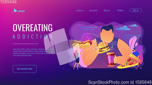 Image of Overeating addiction concept landing page.