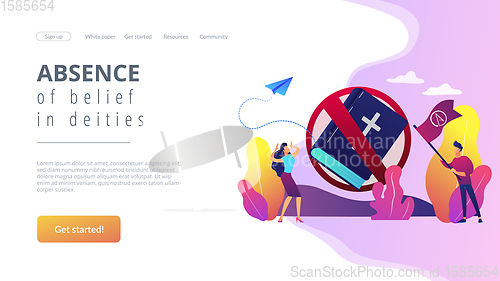 Image of Atheistic world view concept landing page.