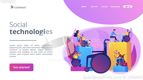 Image of Social adaptation of disabled people concept landing page