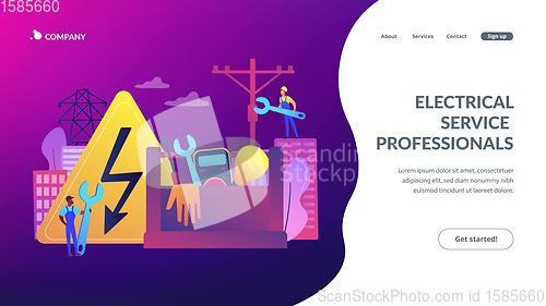 Image of Electrician services concept landing page