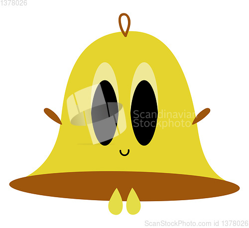 Image of  A smiling yellow bell , vector or color illustration.