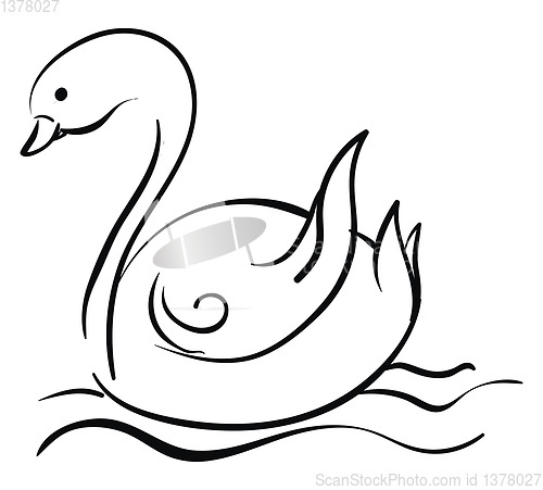 Image of Outlined sketch of a black swan over white background viewed fro
