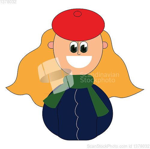 Image of Girl with Red hat, vector or color illustration.