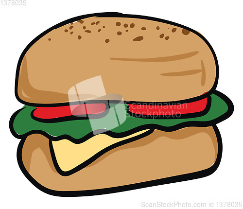 Image of Image of cheeseburger, vector or color illustration.