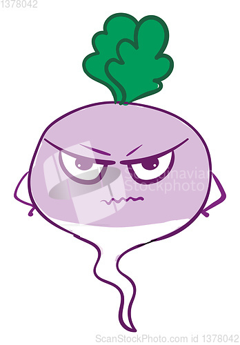 Image of Angriest turnip, vector or color illustration.