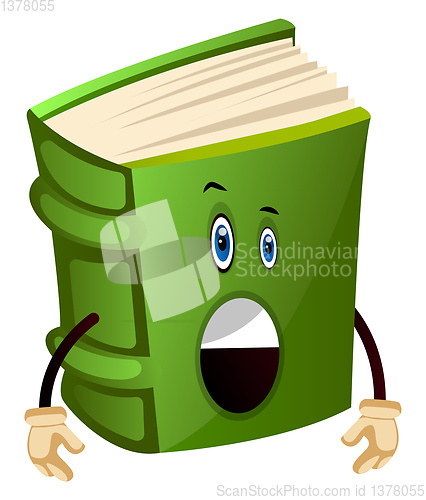 Image of Green book is surprised, illustration, vector on white backgroun