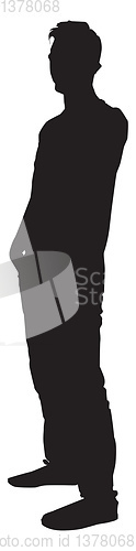 Image of Silhouette of a man facing to the left, illustration, vector on 