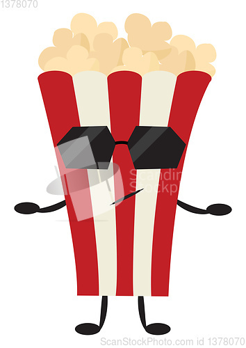 Image of Image of cool pop corn, vector or color illustration.