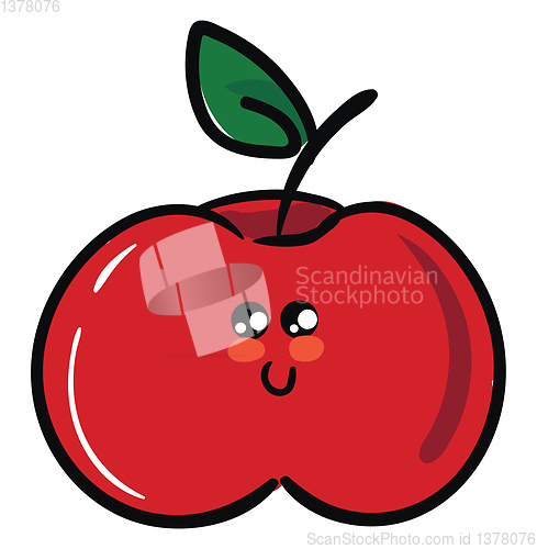 Image of Image of cute apple, vector or color illustration.