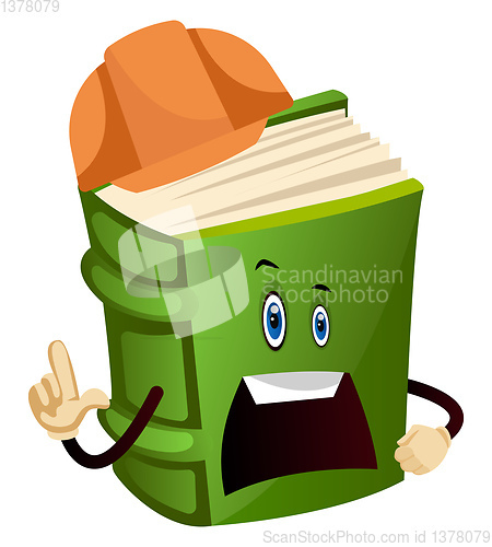 Image of Green book is a construction worker, illustration, vector on whi