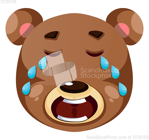 Image of Brown bear crying, illustration, vector on white background.