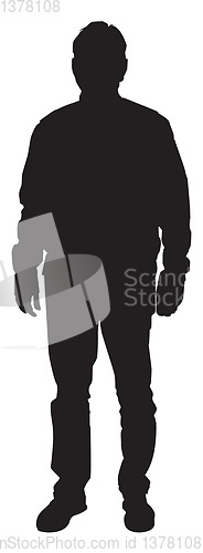 Image of Silhouette of standing man, illustration, vector on white backgr