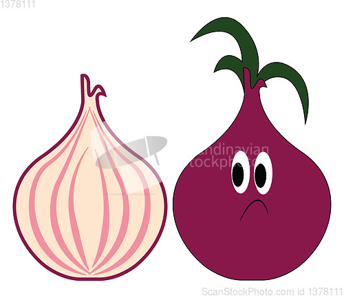 Image of Sad onion, vector or color illustration.