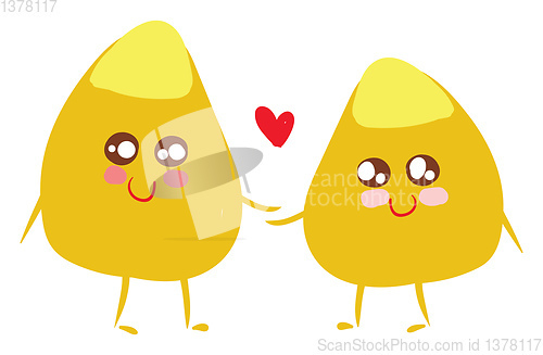 Image of Corn kernels in love, vector or color illustration.