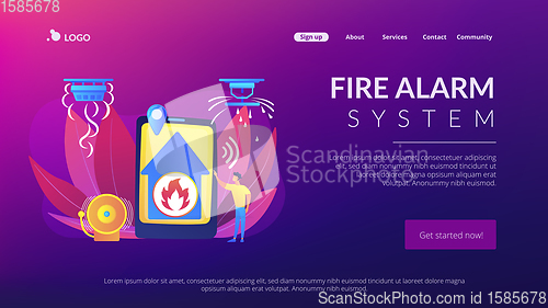 Image of Fire alarm system concept landing page.