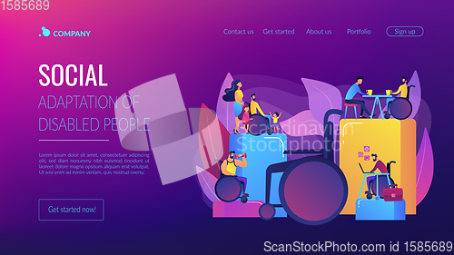 Image of Social adaptation of disabled people concept landing page