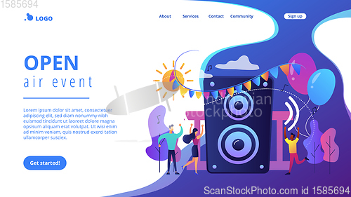 Image of Open air party concept landing page.