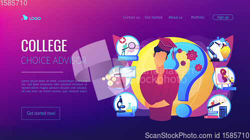 Image of College choice concept landing page