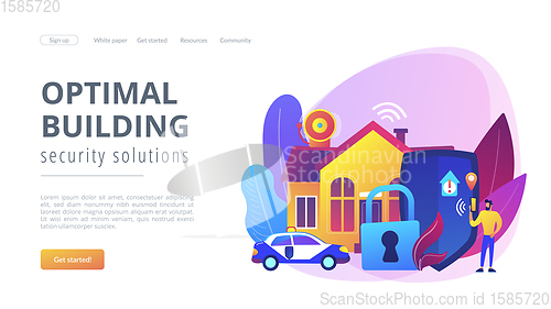 Image of Security systems design concept landing page