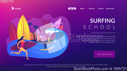 Image of Surfing school concept landing page.