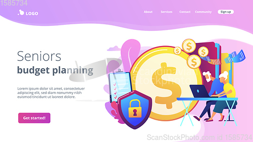 Image of Elderly financial security concept landing page