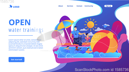 Image of Swim camp concept landing page.