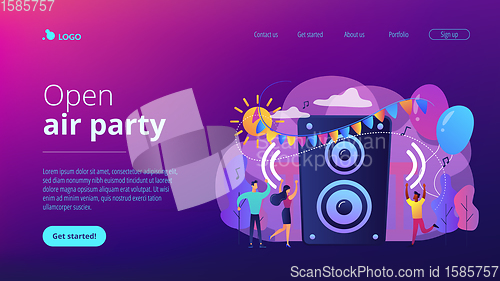 Image of Open air party concept landing page.