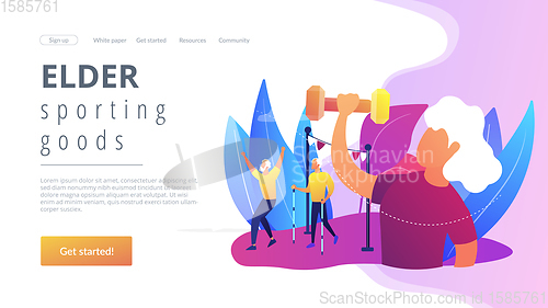 Image of Elder fitness concept landing page