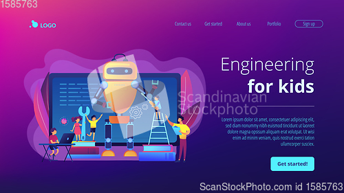 Image of Engineering for kids concept landing page.