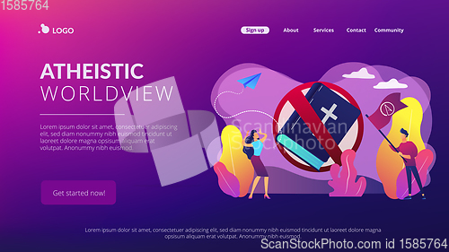 Image of Atheistic world view concept landing page.