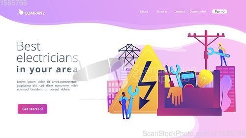 Image of Electrician services concept landing page