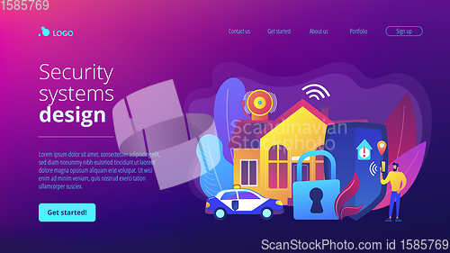Image of Security systems design concept landing page