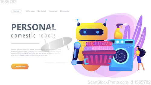 Image of Home robot technology concept landing page.