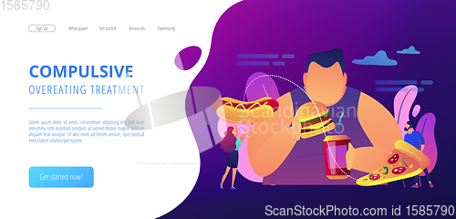 Image of Overeating addiction concept landing page.