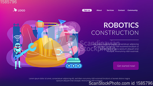 Image of Robotics construction concept landing page.