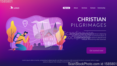 Image of Christian pilgrimages concept landing page.