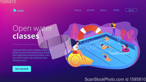 Image of Swimming and lifesaving classes concept landing page.